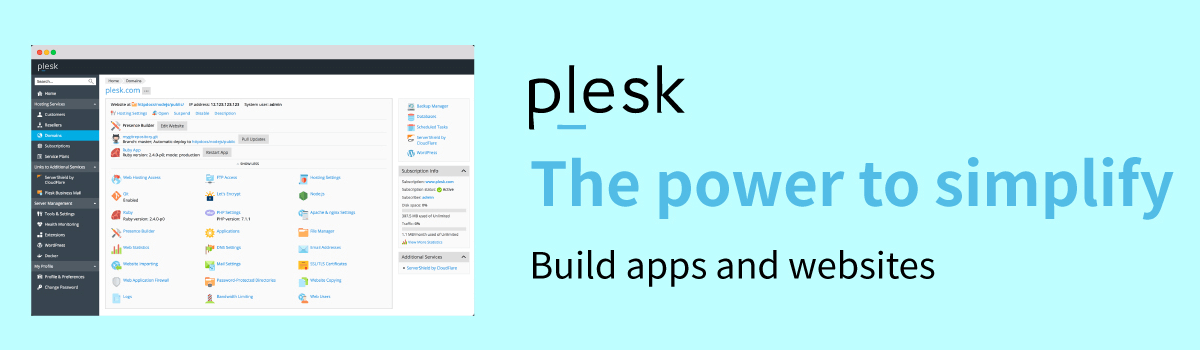Plesk 服务器管理面板，适合 Windows 和 Linux 服务器。