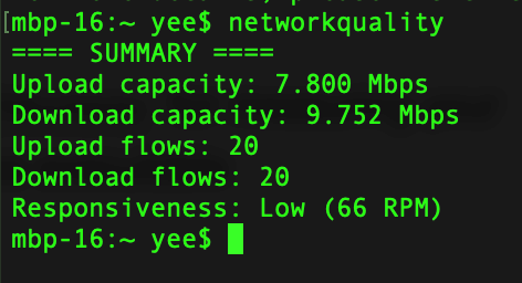 macOS Monterey 自带 networkquality 测试工具