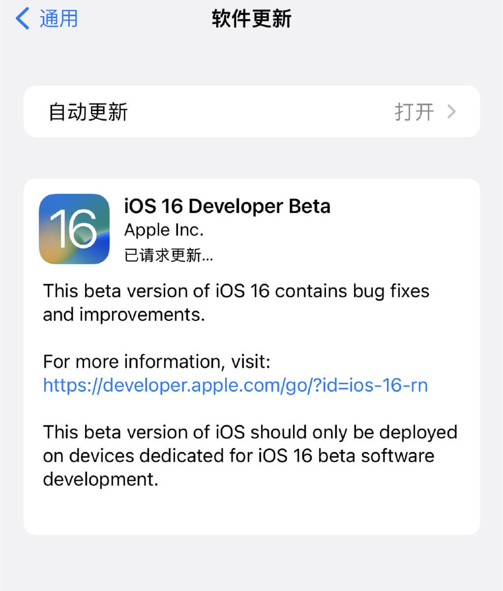 iOS 16 开发者预览版 描述文件安装